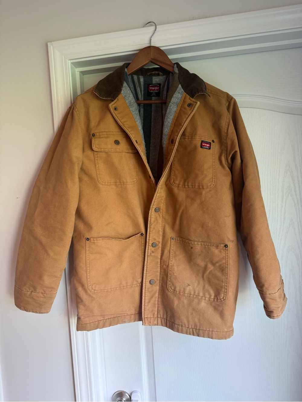Wrangler Tan Canvas Field Jacket with Corduroy Collar